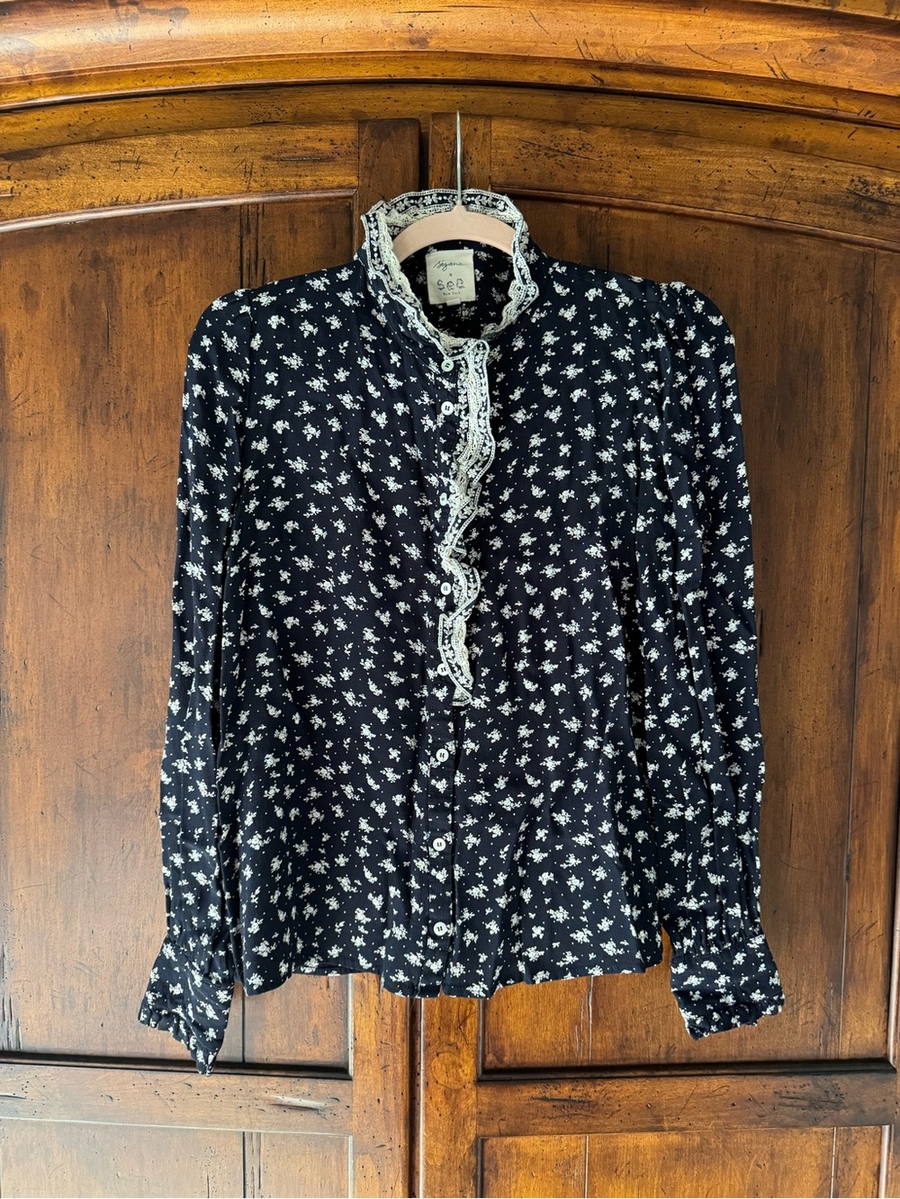Sezane x Sea NY Chlo Shirt Navy Floral FR36 - Picture 10 of 14